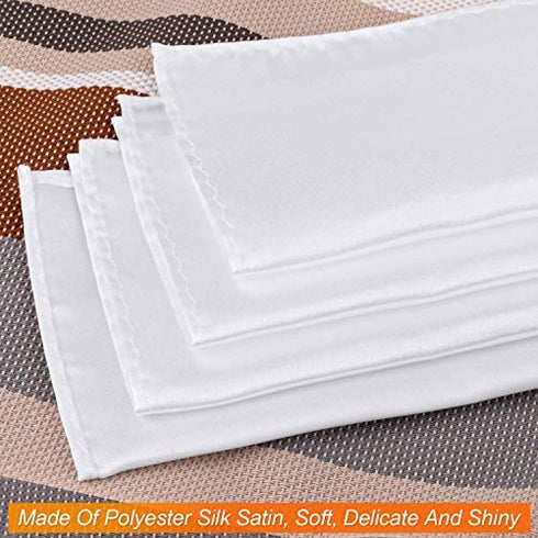 10 PCS Pocket Squares, Suit Silk Handkerchief For Men & Boys (White)