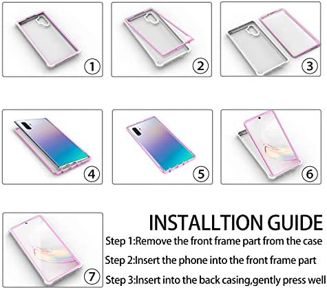 KSELF Case for Samsung Galaxy Note 10 Plus Case with Screen Protector, Full Body Protective Hybrid Dual Layer Shockproof Acrylic Back Case Cover for Galaxy Note 10 Plus 5G 6.8 inch (White Pink)