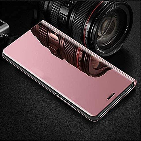Samsung Galaxy A10E Case Cover EMAXELER Stylish Mirror Plating Flip Full Body Protective Reflection Ultra Thin Hard Anti-Scratch Shockproof Frame for Samsung Galaxy A10E Mirror:Rose Glod