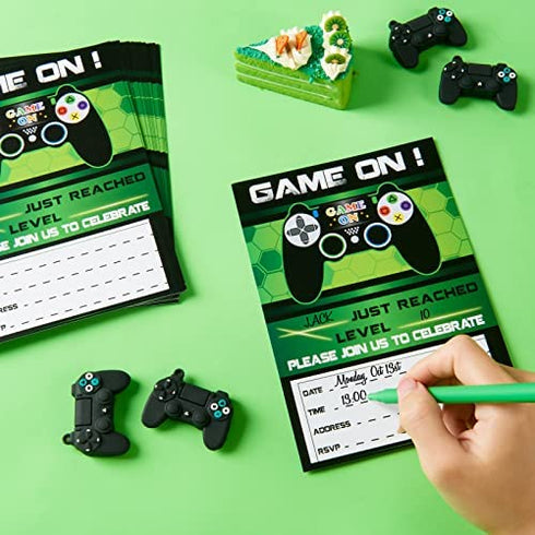 WERNNSAI Video Game Invitations - 20 Set Magical Fill In Game Party Invitations with Envelopes for Kids Boys Game Lovers Birthday Game Themed Party Supplies