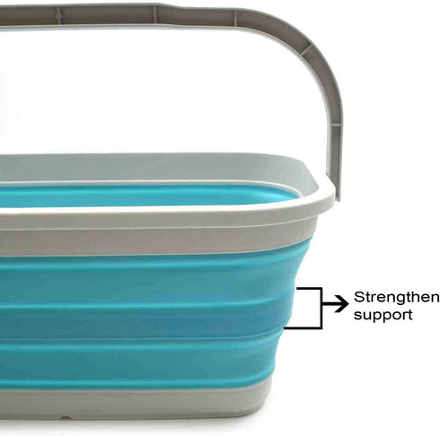 SAMMART 11.6L (3.06 Gallon) Collapsible Rectangular Handy Basket / Bucket (Bright Blue, 1)