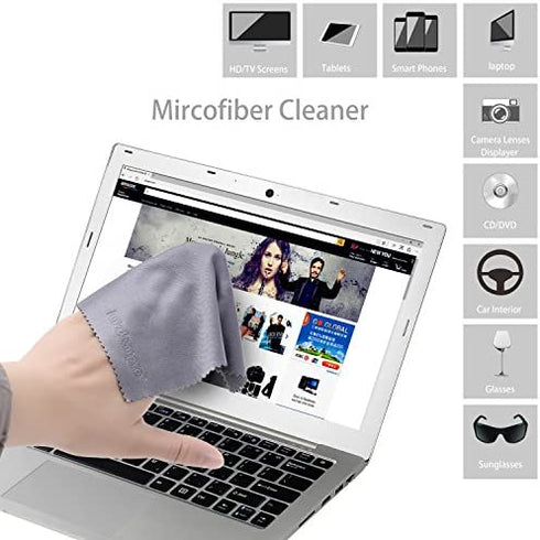 Large 4-Pack Microfiber Cleaning Cloth for Laptop, Computer Screen, Camera, Lens, Eyeglass, Phone, iPhone, iPad, Tablet, LCD TV and Other Delicate Surface(12x8.25, 13.5x8.63 Inches Blue and Grey)