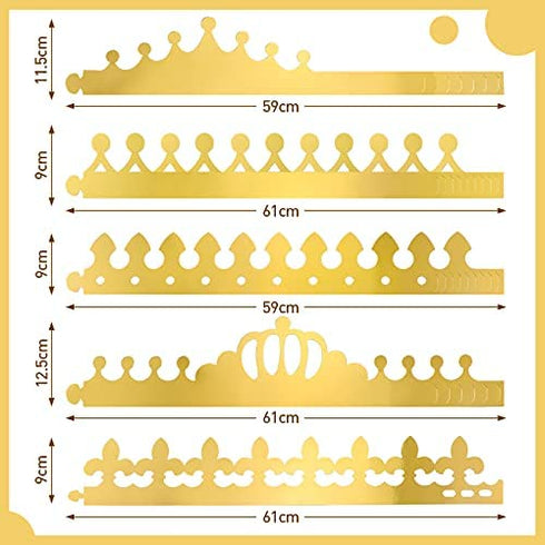 Paper Princess Prince Crowns for Kids Birthday Party Hats Gold for Boys Girls DIY Crown Supplies