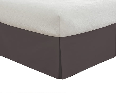 Lux Hotel Tailored Bed Skirt Classic 14" Drop Length Pleated Styling, Twin XL, Grey