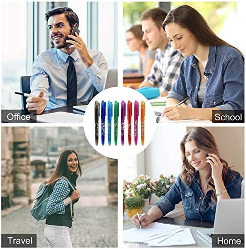 Hirsrian Erasable Pens, Erasable Gel Ink Colors Pen, 0.5mm Fine Point Ballpoint Pens Quick-drying Gel Erasable Pen for Adults Kids Students School Office Stationary Supplies Gifts