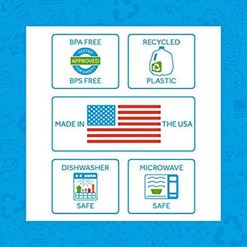 Re Play - 10 oz. No-Spill Sippy Cups for Baby, Toddler, & Child - Made in USA from Recycled Milk Jugs - BPA-Free, Dishwasher Safe - Under The Sea - Lime Green, Aqua, Sky Blue, Navy - 4 Pack