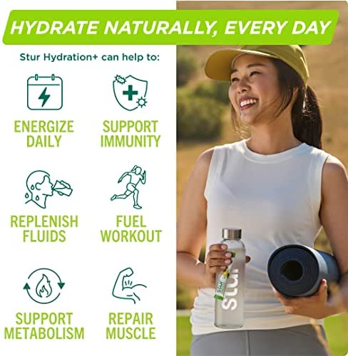Stur Electrolyte Hydration Powder | Fruit Punch | High Antioxidants & B Vitamins | Sugar Free | Non-GMO | Daily Hydration & Workout Recovery | Keto | Paleo | Vegan (16 Packets)