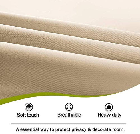 PONY DANCE Sidelight Door Curtain - Blackout Patio Panel Top and Bottom Rod Pocket French Door Curtain for Privacy Bonus Tiebacks, 25 x 72-inch, Biscotti Beige, Single Piece