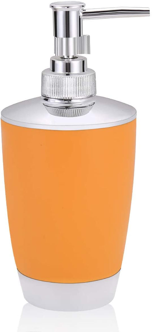 6 Piece Bathroom Accessories Set,Plastic Bath Ensemble Bath Set Lotion Bottles, Toothbrush Holder, Tooth Mug, Soap Dish, Toilet Brush, Trash Can (Orange)