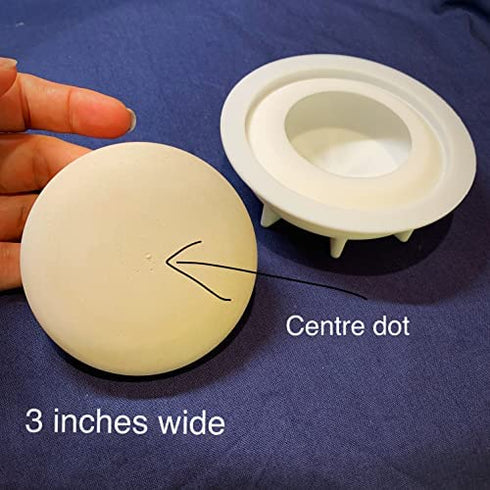 Silicone Mold for Making Art Stones – Design #3 - Round Smooth Shape with inbuilt Centre dot is Ideal for Rock Painting Art, Mandala Crafts and Dotting – Happy Dotting Company - Cement Gypsum Casting