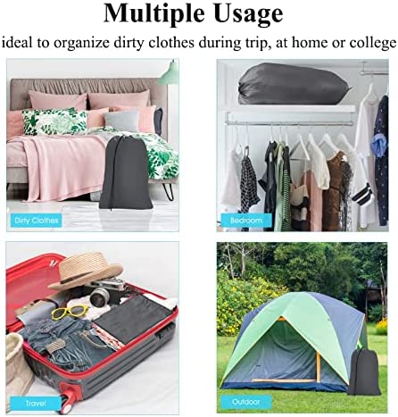 OTraki XL Travel Laundry Bags 2 Pack 28 x 45 inch Heavy Duty Drawstring Dorm Large Organizer Bag Tear Resistant Big Laundry Hamper Basket Liner Jumbo Dirty Clothes Storage, Three Loads of Clothes Grey