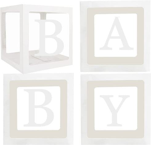 Baby Boxes for Baby Shower with 30 Letters(A-Z+BABY),Baby Shower Decorations Transparent Balloon Boxes Backdrop Baby Blocks for Baby Boy or Girl Shower 1st Birthday,Bridal Shower, Gender Reveal