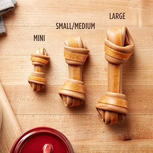 Milk-Bone Gnaw Bones Rawhide Free Dog Chew Treats, Peanut Butter & Chicken, 3 Large Knotted Bones