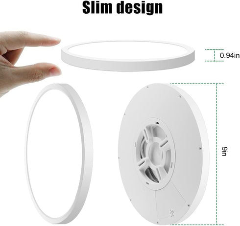 LED Flush Mount Ceiling Light Fixture, 5000K Daylight White, 9inch 18W, 1800LM, Slim Flat Lighting Fixture, Round Modern Ceiling Lamp for Bedroom, Kitchen, Living Room, Closet, Stairwell, IP40