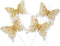 Set of 12 Glitter Monarch Feather Butterflies on Wire for Floral Arrangements and DIY Decorations (Gold)
