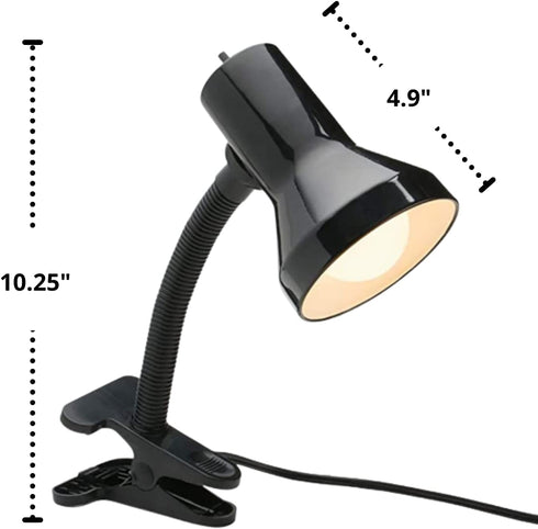 Xtricity Desk Lamp with Clamp Base and Adjustable Gooseneck, 7W A19 LED Bulb Included, 120 Volt, Convenient On/Off Switch, 10.25 Inches Tall (26cm), Black Finish