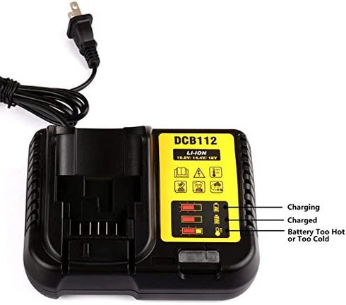 Batteriol DCB112 12V & 20V MAX Lithium-Ion Battery Charger Replacement for Dewalt DCB101 DCB105 DCB115 DCB107 - Use for DCB120 DCB127 DCB206 DCB205 DCB201
