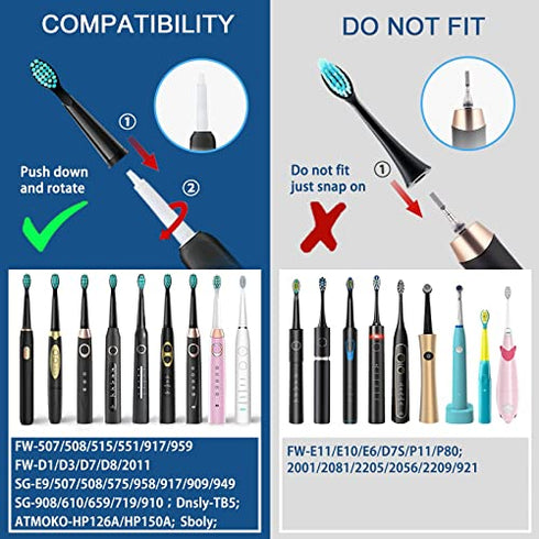 teeteck 5 Pack Electric Toothbrush Replacement Heads Compatible with Fairywill?Toothbrush Heads Compatible with FW-507/508/551/515/917/959/2011,FW-D1/D3/D7/D8