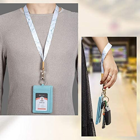 EcoVision Pack of 2 Wrist and Neck Lanyards for ID Badges, Wristlet Keychain Holder Car Key Lanyard for Women and Men