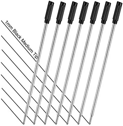 Jovitec 24 Pieces Replaceable Ballpoint Pen Refills Metal Pen Ink Refills Smooth Writing 4.5 Inch (11.6 cm) and 1 mm Medium Tip (Black)