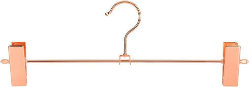 Jetdio Metal Heavy Duty Pants Skirt Slack Hangers,Trousers Hangers with Two Adjustable Non Slip Clips Hanger Rack Swivel Hook, 12 Pack, Copper Gold
