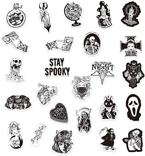 Gothic Stickers, 50 Pcs Goth Vinyl Sticker Pack, Waterproof Skeleton Stickers for Laptops, Water Bottles, Phone Case, Skull Stickers Decals for Teens and Adults