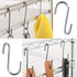 HiGift 10 Pack Heavy Duty S Hooks Silver S Shaped Hooks for Hanging Pot-Bakers Rack Hooks Wire Shelf Hooks Kitchen, Bathroom, Bedroom, Office, Pan, Pot, Bag, Plants,Jewelries