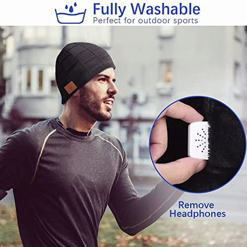 EverPlus Bluetooth Beanie for Men Bluetooth Hat, Mens Gifts, Women Beanie Hat Black