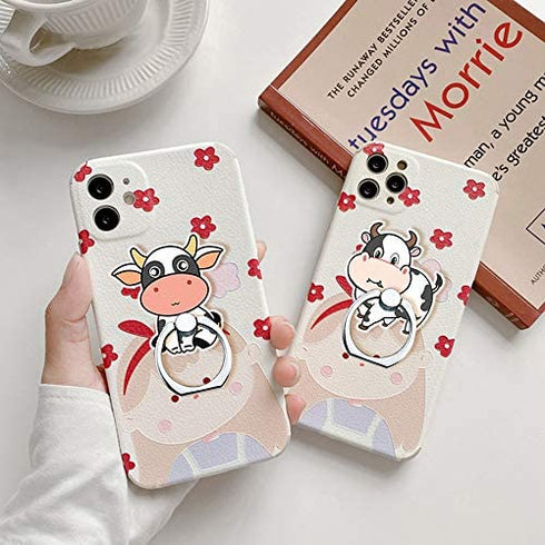 Cell Phone Ring Holder Stand, 360 Degree Rotation Universal Finger Ring Kickstand Cute Cow Phone Grip Compatible with iPhone, Samsung, LG, Sony, HTC and More