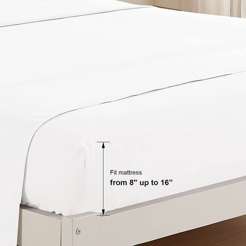 LUXSHEETS Bedding Bed Sheet Set 4 Piece Luxury Soft Breathable 100% Microfiber Polyester 1800 Series Premium Elasticized Deep Pockets, Wrinkle & Fade Resistant Bedding Set (White, Full)