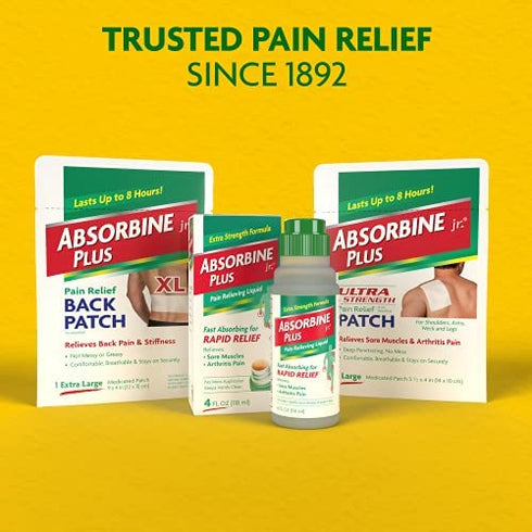 Absorbine Jr. Pain Relief Patches, Extra Large Back Pain Patch with Menthol for Lower Back Muscle Aches and Cramps, 18 Count, White