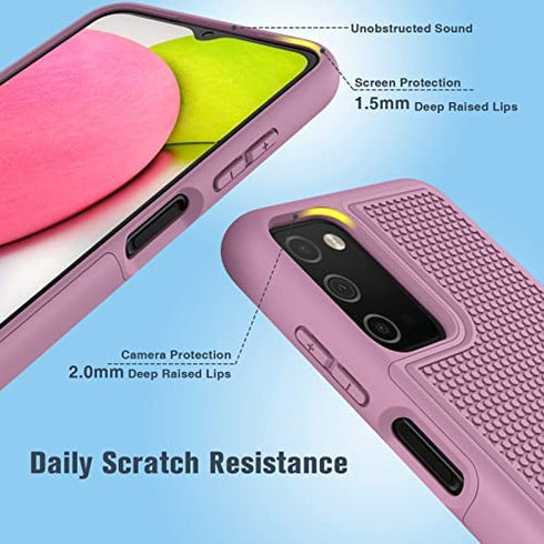 for Samsung Galaxy A03s Case Shockproof: Dual Layer Protective Heavy Duty Cell Phone Cover Rugged with Non Slip Textured Back - Military Protection Bumper Tough - 6.5inch (Raspberry Pink)