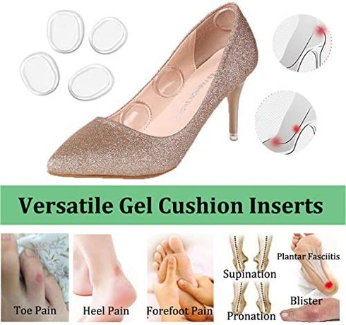 Heel Grips, 8PCS Heel Inserts, 12PCS Shoe Inserts, Gel Heel Cushion Inserts for Women Men, Adhesive Shoe Pads for Loose Shoes, Heel Slipping, Rubbing
