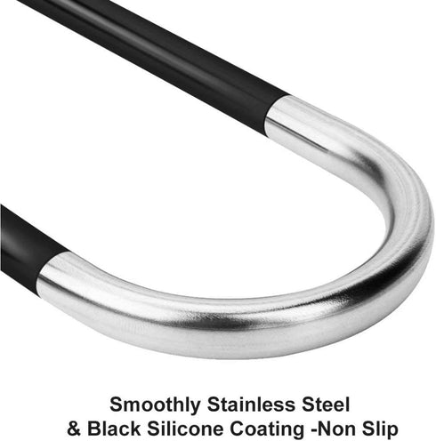 HonTop 3 Pack Pants Hangers S-Shape 5 Layers Stainless Steel with Black Silicone Coating Multi Clothes Cascading Hangers Space Saving Clothes Organizer for Jeans Pants Scarf Ties Towels