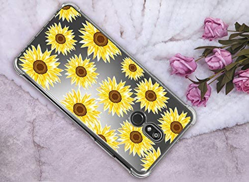 Osophter for LG Stylo 5v Case,LG Stylo 5 Case,Stylo 5 Plus Case Flower Floral for Girls Women Shock-Absorption Flexible TPU Rubber Soft Silicone Cell Phone Cases for LG Stylo 5(Sun Flower)