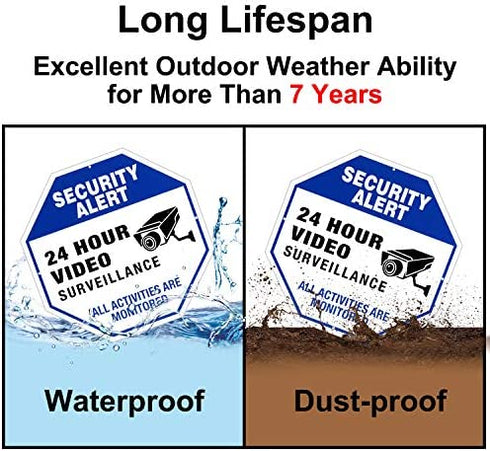 Video Surveillance Signs Outdoor - 10" x 10" Aluminum Rust Free Security Signs for Property, Metal Warning Sign for Home Business CCTV Security Camera - 2 Pack/Blue