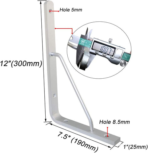 Boeray 2 Pack 12" Aluminum Alloy Shelf Bracket 90 Degree Angle Heavy Duty Max. Load 220 lb Wall Floating Shelves Tripod Triangle with 8pcs Mounting Bolt