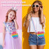 OUMEE 2 Pack Pop Purse Bag Fidget Toys for Girls, Easter Gift Rainbow Pop Fidgets Shoulder Bag Crossbody, Silicone Push Bubble Popper Backpack Easter Decoration Pop Toy for Stress Relief (Cat&Heart)