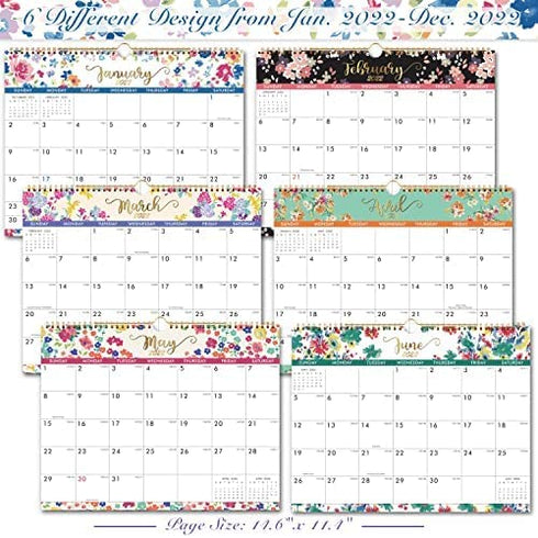 2022 Wall Calendar - Calendar 2022 with Spiral Twin-Wire Binding & Large Blocks, June 2022 - December 2022, 14.6" x 11.4", Perfect for Planning & Organizing for Home or Office - New