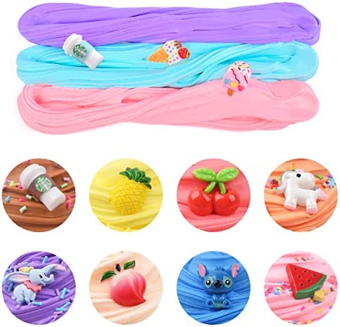 DUJUANHUA Slime Kit with 11 Pack Butter Slime,Include Watermelon, Coffee, Stitch, Peachybbies Slime Charms etc, Soft Stretch and Non-Sticky, DIY Scented Slime Toy, Stress Relief for Girls and Boys