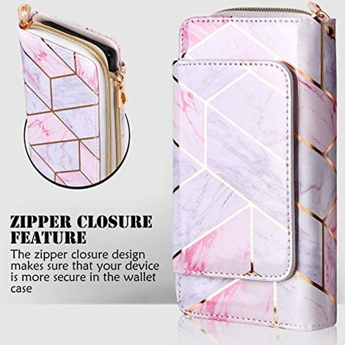 ELV Wallet Purse Case Designed for Samsung Galaxy Note 10 Case PU Leather Folio Flip Case with Credit Card Slots, Detachable Case and Back Stand