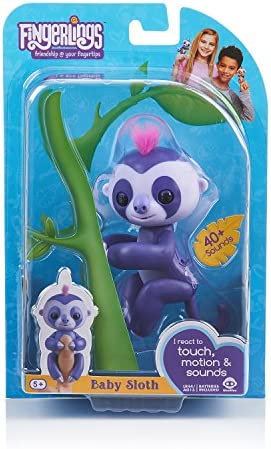 Fingerlings Baby Sloth - Marge (Purple) - Interactive Baby Pet - by WowWee