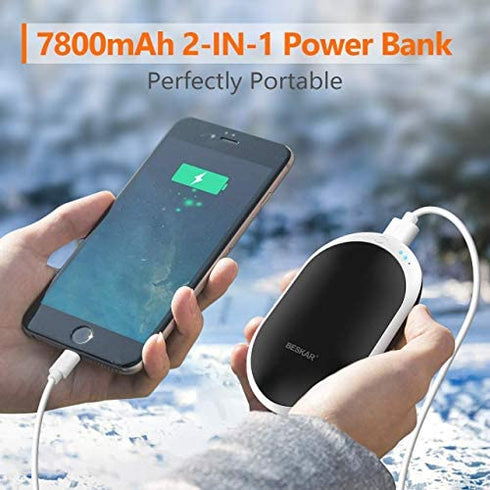 BESKAR Rechargeable Hand Warmer, 7800mAh Electric Handwarmers with 12Hrs Long Lasting Heating, Quick Charge and 3 Levels, Portable Pocket Hand Warmer & Power Bank for Outdoors, Camping, Golf, Raynauds