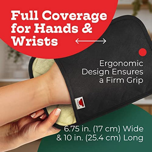 Big Red House Pot Holders for Kitchen Heat Resistant, Set of 2, Silicone Pot Holders for Kitchen and Baking, Black