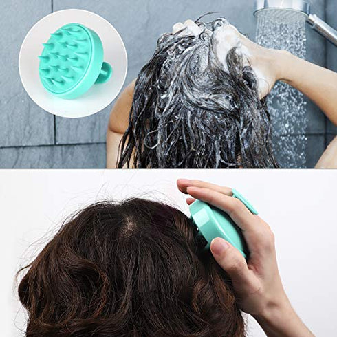 Heeta Hair Scalp Massager Shampoo Brush, with Soft Silicone, Wet and Dry Hair Detangler (2 Pack, Green & Rose Pink)