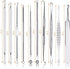 Black Head Remover Pimple Popper Tool Kit 10 Pcs, Comedone Pimple Extractor Tool, Acne Kit for Blackhead, Whitehead Popping, Zit Removing(Silver)