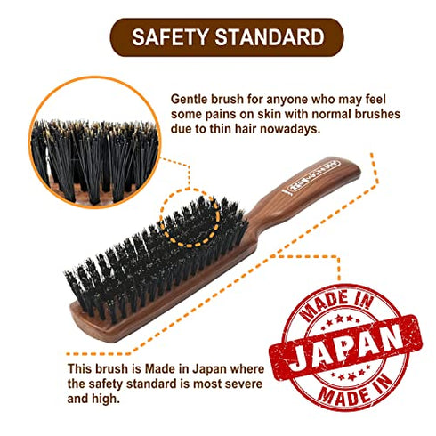 Thin Hair Brush without pain on skin : For anyone who may have trouble with thin hair .Specialized hair brush with soft hog hair for glossing your hair and preventing hair breakage. (For Brushing…)