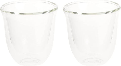 De'Longhi DeLonghi Double Walled Thermo Espresso Glasses, Set of 2, Regular, Clear