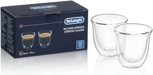 De'Longhi DeLonghi Double Walled Thermo Espresso Glasses, Set of 2, Regular, Clear