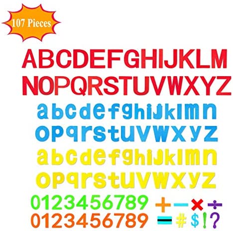 Toddlers Toys Felt-Alphabet Letters Numbers for Preschool Learning Activity with 107 Pieces ABC Upper Lower Case Letters, Numbers Children Felt Wall Sensory Activity Toys